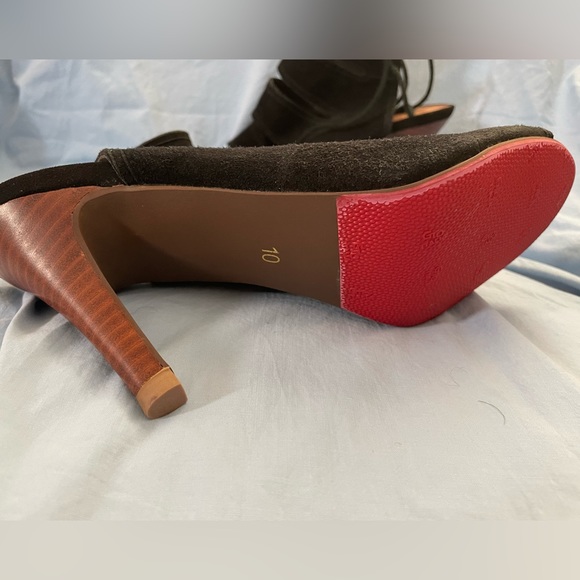 Black Suede "Play Along" Gladiator Stiletto Heels By Seychelles Color. Size 10 - Picture 2 of 5